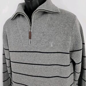 New Saltwell Grey Striped Quarter Zip Jumper Size Small